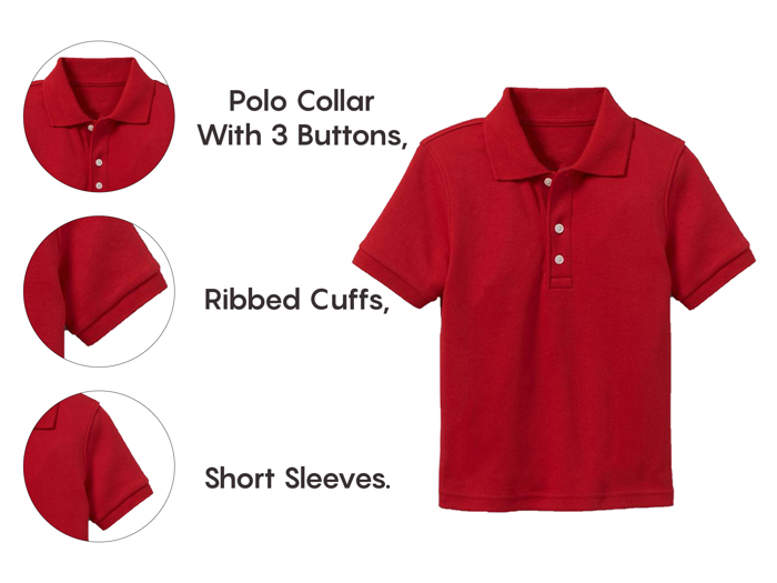 10-Pack School Uniform Tagless Polo Tshirt for Little Boys & Big Boys